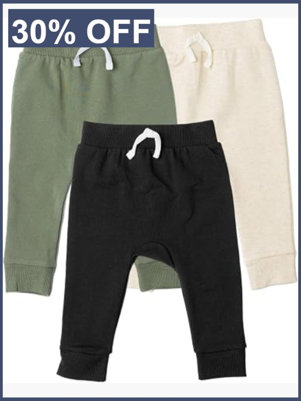 3-Pack Jogger Pants for Boys - Toddler Sweatpants with Elastic Waistband